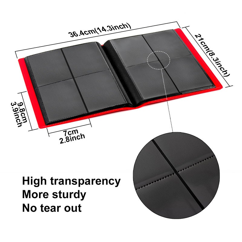 GEAoffice 4 Pocket Card Binder - 2 x 2 Trading Card Collection Album Folder - 160 Side Loading Pocket Binder for TCG MTG Sports Game Cards - هدايا للفتيات جامعي البطاقات (أحمر) - Image 4